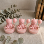 5 Adet Ayı Figürlü Tealight Mum – Balonlu Sevimli Ayı Tasarımı, Dekoratif El Yapımı Kokulu Mum, Baby Shower & Doğum Günü Hediyesi