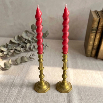 İtalyan Spiral Şamdan Mum 2’li Set – Dekoratif Burgulu Mumlar (Şamdansız)