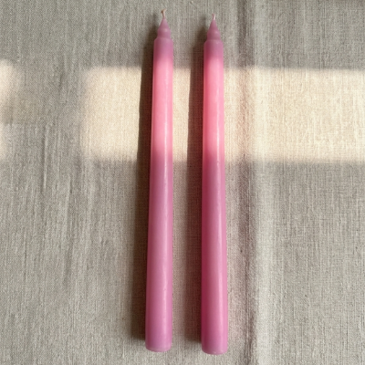 El Yapımı İkili Şamdanlık Mum Seti – Pembe, Sofra & Dekor Mumu (Şamdansız)